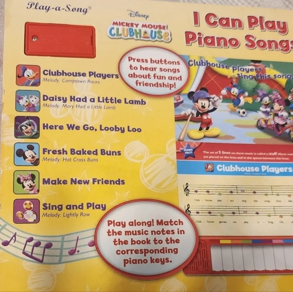 Mickey Disney Junior Interactive Piano Sings Book. Learn to play!Great condition